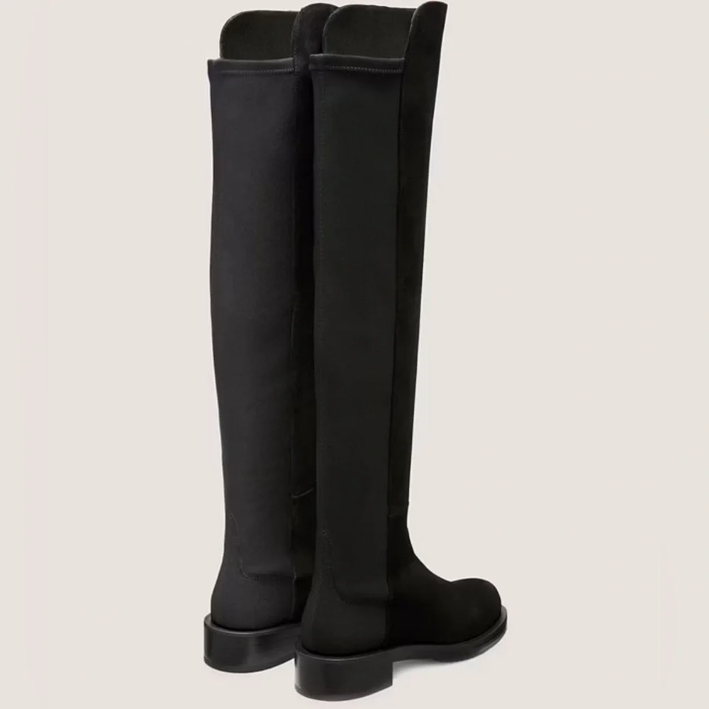 Stuart Weitzman 5050 Bold OTK Boots Black Suede Over-the-Knee Size 8.5